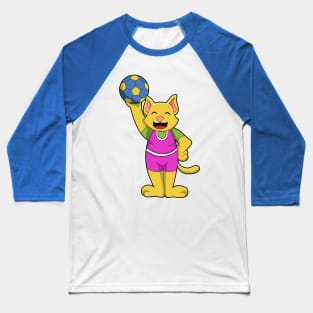Cat as Handball player with Handball Baseball T-Shirt